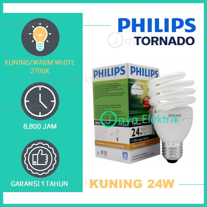 Jual Lampu Philips Tornado 24W 24 Watt Kuning Warm White - Lampu Spiral ...