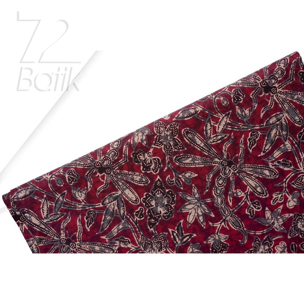 KAIN BATIK PREMIUM Bahan Katun Motif Capung Ceplok Warna Merah 721861 Cap 72 Jarik Jarit Samping Kebat Panjang Batik Katun Modern Premium Bahan Seragam Batik Pernikahan Kantor Keluarga Murah Kamen Jadi Batik Bali Lembaran