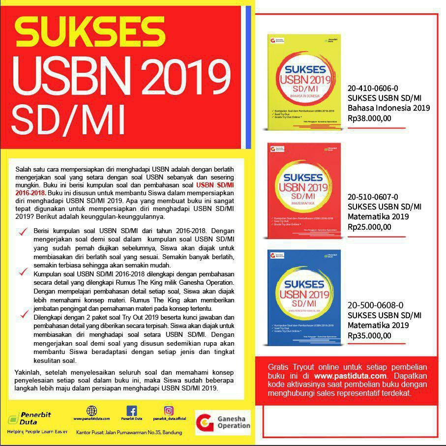 Buku Sukses Usbn 2019 Sd Ganesha Operation Shopee Indonesia