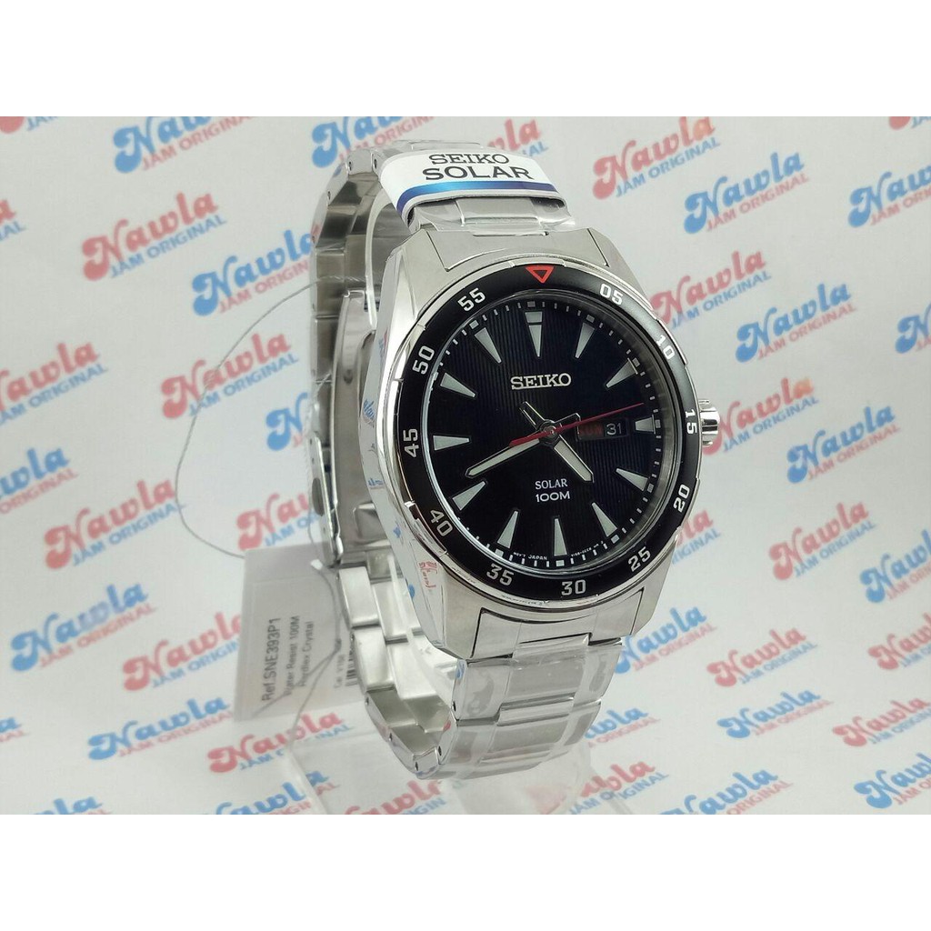 Seiko Mens SNE393P1 Solar Black Dial-Bezel | Jam Pria SNE393