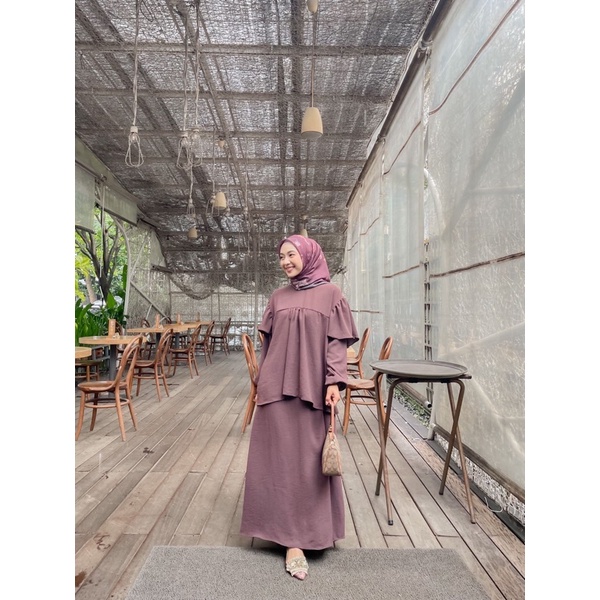 Setelan Rok Wanita Bahan Rayon Crinkle Premium Puspi One Set Rok