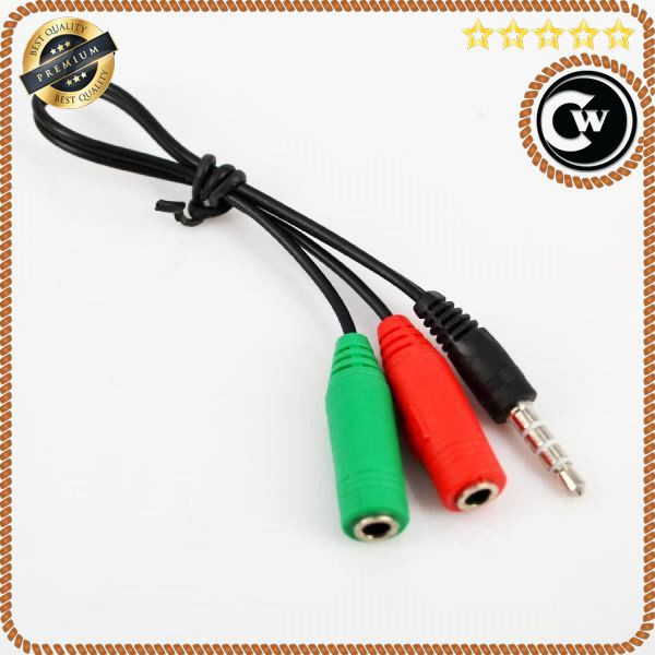 [ COD ] Splitter Audio Cable 3.5mm Male to 3.5mm HiFi Mic Headphone