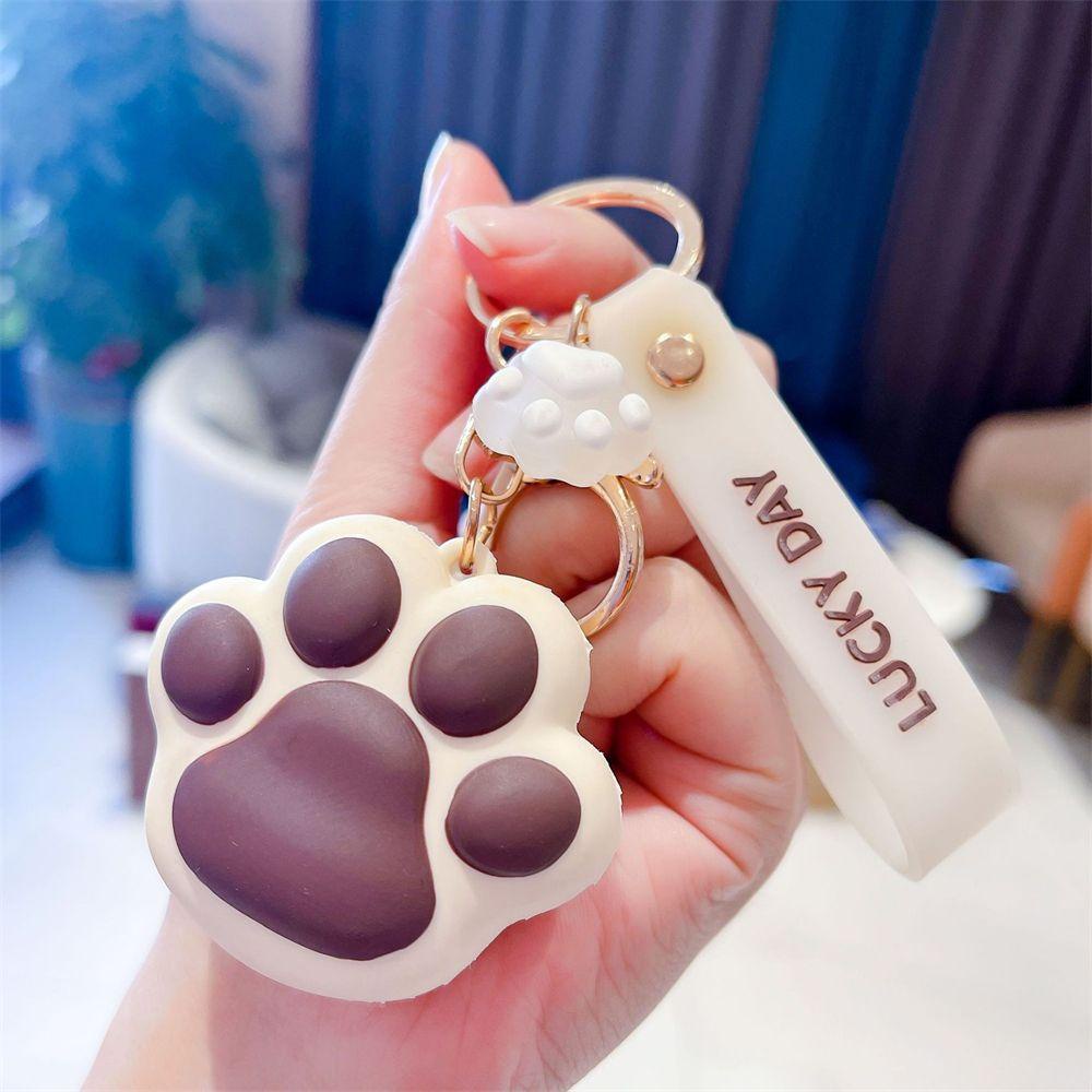 【 ELEGANT 】 Gantungan Kunci Kaki Kucing Aksesoris Mobil PVC Aksesoris Interior Tempat Kunci Ransel Liontin Handbag Decor