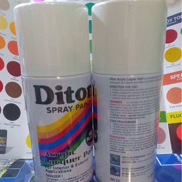 METALIC COLOURS DITON Spray Paint Acrylic Lacquer Paint 300cc Pilox Cat Semprot Warna Metallic / Glitter 300ml (Black Metallic Clear Metallic Red Blue Clear Silver Grey Pink Orange Yellow)