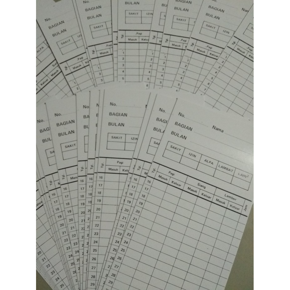 

q4AD5s Kertas Kartu Mesin Absen Ceklok As71S0D