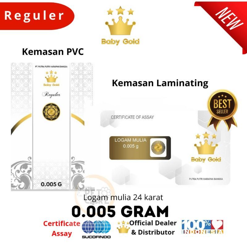 BABY GOLD Emas Mini 0.005 Gram Logam Mulia 24 Karat Original Termurah. Souvenir Gift Hadiah.