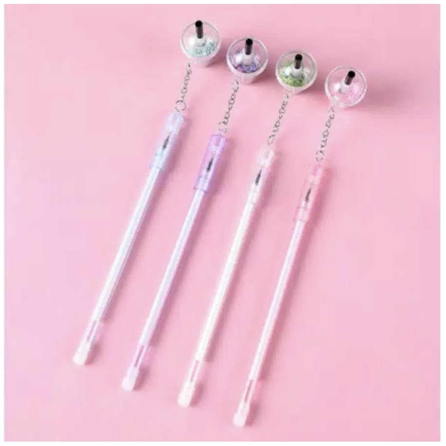 【GOGOMART】Pulpen Gel Pena Gantungan Minuman Boba Tea Glitter