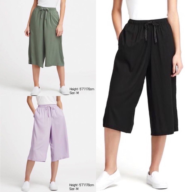 Uniglo Relaco Pants 3/4 - Celana Kulot Wanita-6