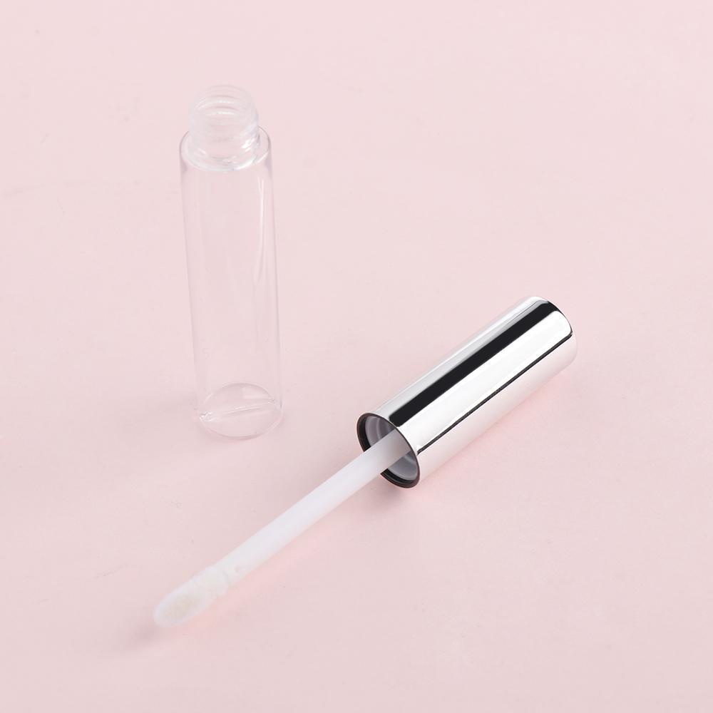 Preva 2/5Pcs Tabung Lip Gloss Dengan Kuas Portable Kosong Bening Ukuran Mini Botol Isi Ulang
