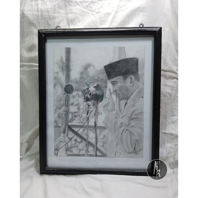 

lukisan pensil bung karno