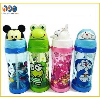 Jual Botol Minum Anak Sedotan Karakter Tali Panjang  450ml - Botol Minum Anak Karakter Promo