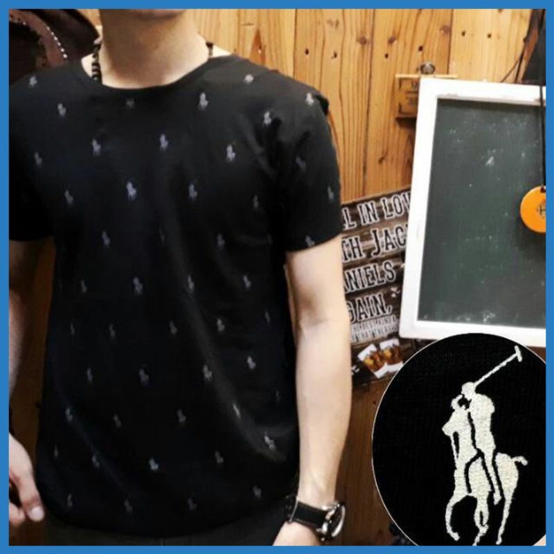 Kaos Import Pria MAY black polo printing kaos motif polo VA RB Bagus
