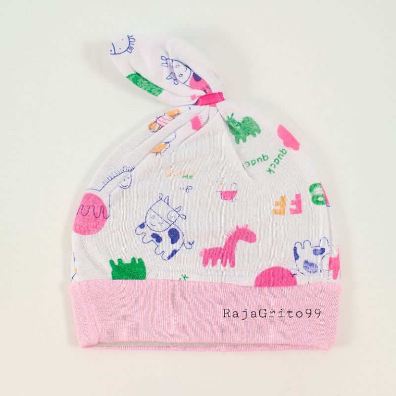 Topi Bayi kuncung print / topi Kupluk bayi motif sablon