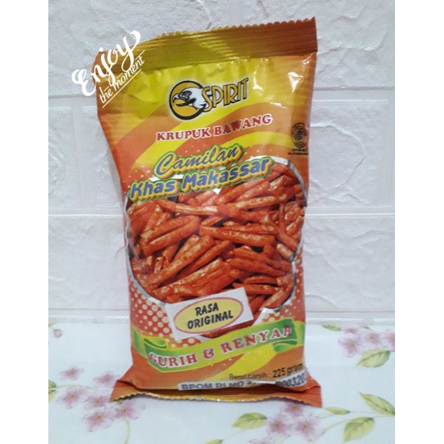

Krupuk bawang cap Spirit kemasan 225 gram dari Makassar