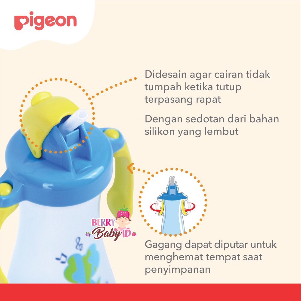 Pigeon Tall Straw Bottle Botol Minum Sedotan Bayi Anak BPA Free 300 ml Berry Mart