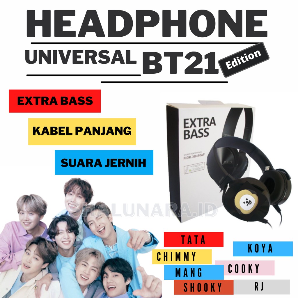 Headphone Bando Universal Karakter Kpop BTS Bangtan Army BT21 Chimmy Cooky Tata Mang RJ Koya Shooky