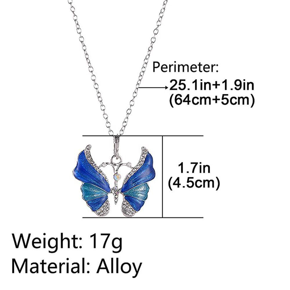 Solighter Butterfly Kalung Perhiasan Aksesoris Hadiah Hari Valentine Perhiasan Menarik Fashion Berlian Serangga Choker