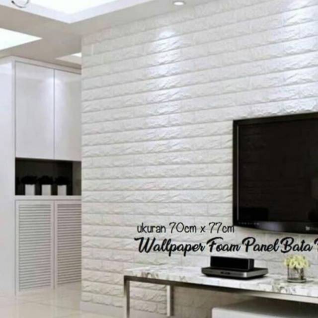 Wallpaper dinding 3D brick foam Wallpaper batu bata putih