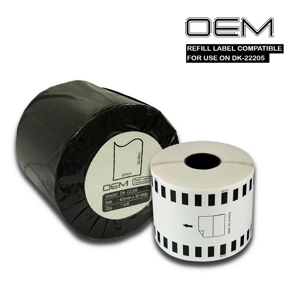 

OEM REFILL LABEL DK-22205 SIZE 62mmX30m FOR USE ON BROTHER PRINTER
