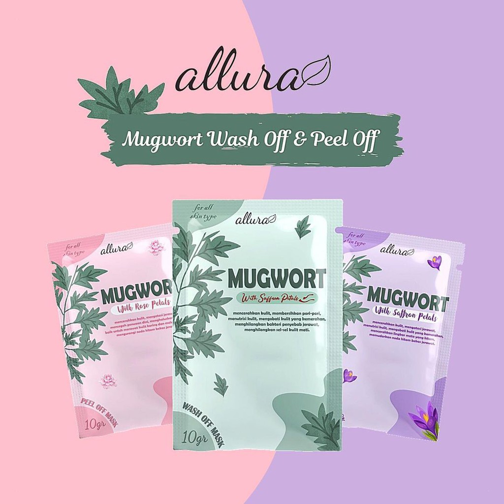 (DISTRI RESMI) MASKER MUGWORT BY ALLURA WASH OFF MASK PEEL OFF MASK MURAH DUPE AXIS Y