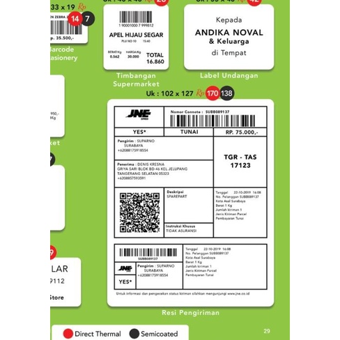 

➶ Kertas Label Thermal Stiker Resi BLUEPRINT Lite 102x127 mm 500Pcs Roll ➪