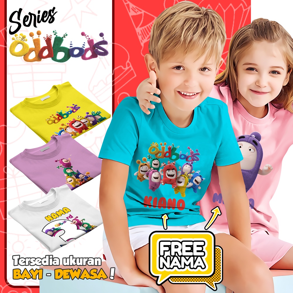 Baju Kaos ANAK DAN DEWASA ODDBODS COUPLE (FREE NAMA)