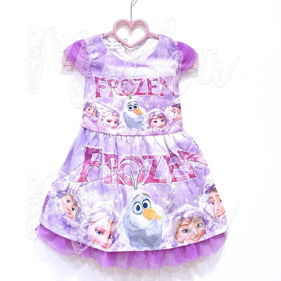 S0I Daster Anak Hellen Frozen / Dress Gambar Frozen 001 I0T (Terbaru)