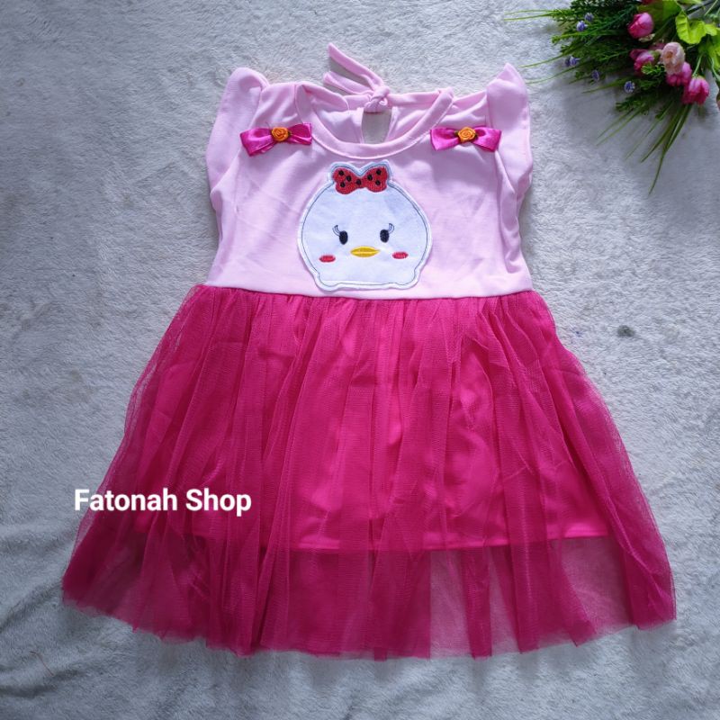 Dress anak 1 2 tahun gaun anak cewek lucu baju rok anak perempuan ungu pink tosca kipo( dress kipokipo )