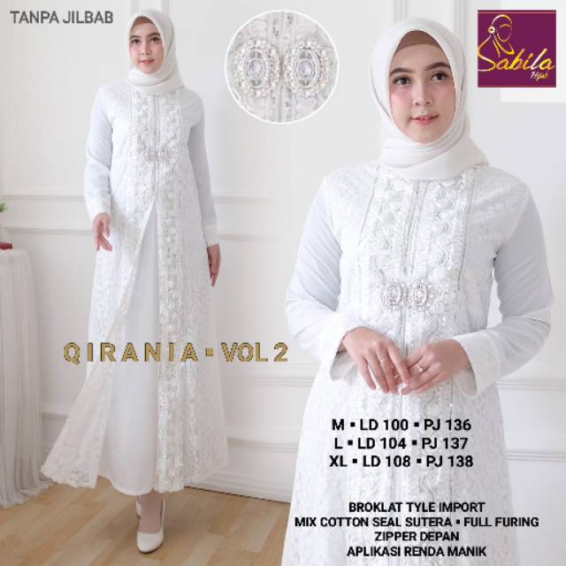 BAJU BROKAT QIRANIA/KATUN MIX SUTERA/RENDA MANIK IMPORT/TANPA JILBAB/FULL FURING/BUSUI