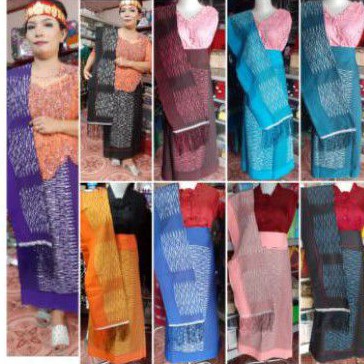 SARUNG SELENDANG PAKAIAN PESTA ADAT WANITA SONGKET SIBOLANG RASTA ORANGE HITAM UNGU BIRU MARON