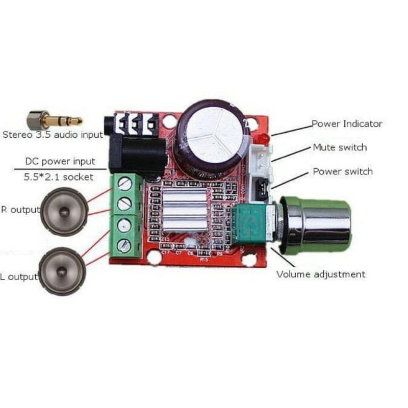 KIT MODUL 12V POWER 2X15W PAM8610 CLASS D MINI DIGITAL AUDIO AMPLIFIER