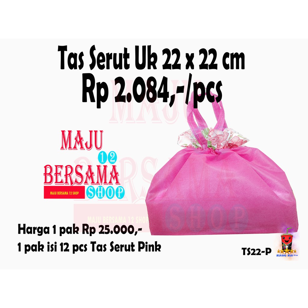 TAS SERUT KAIN UK 22 CM UNTUK DUS MAKANAN / SOUVERNIR ULANG TAHUN @ 12PCS-PINK