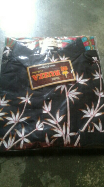 Ruzza Batik Anak Ukuran 0-15 Tahun Kemeja Motif Kipas Hitam Merah Phoenix Pink