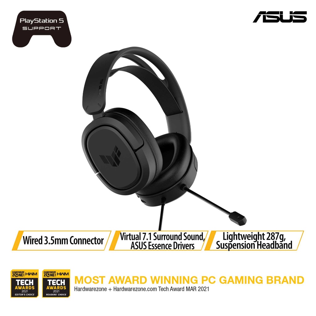 Headset ASUS TUF GAMING H1 features 7.1 surround sound deep bass wired