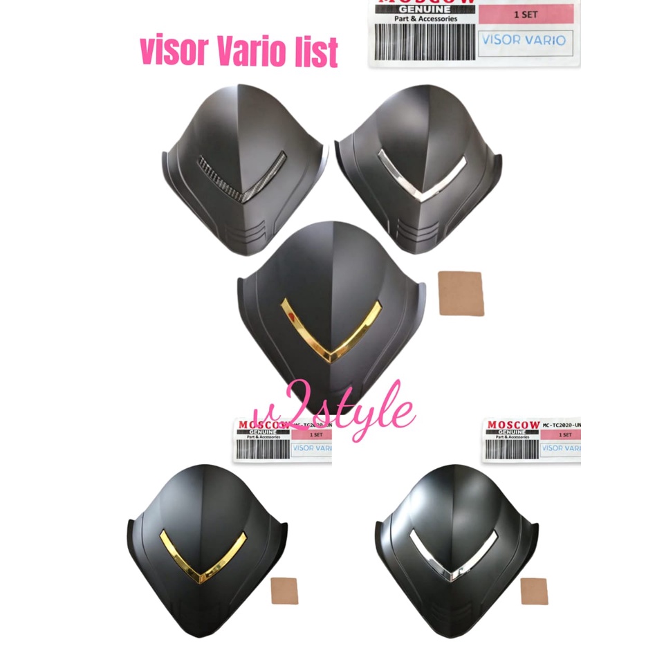 VISOR VARIO 125 150 MODEL LIST ALL NEW VISOR BEAT FI ESP VARIASI WARNA LIST SILVER GOLD KARBON BAHAN ABS PREMIUM MEREK MOSCOW UNUTK VARIO 125 150 BEAT FI ESP