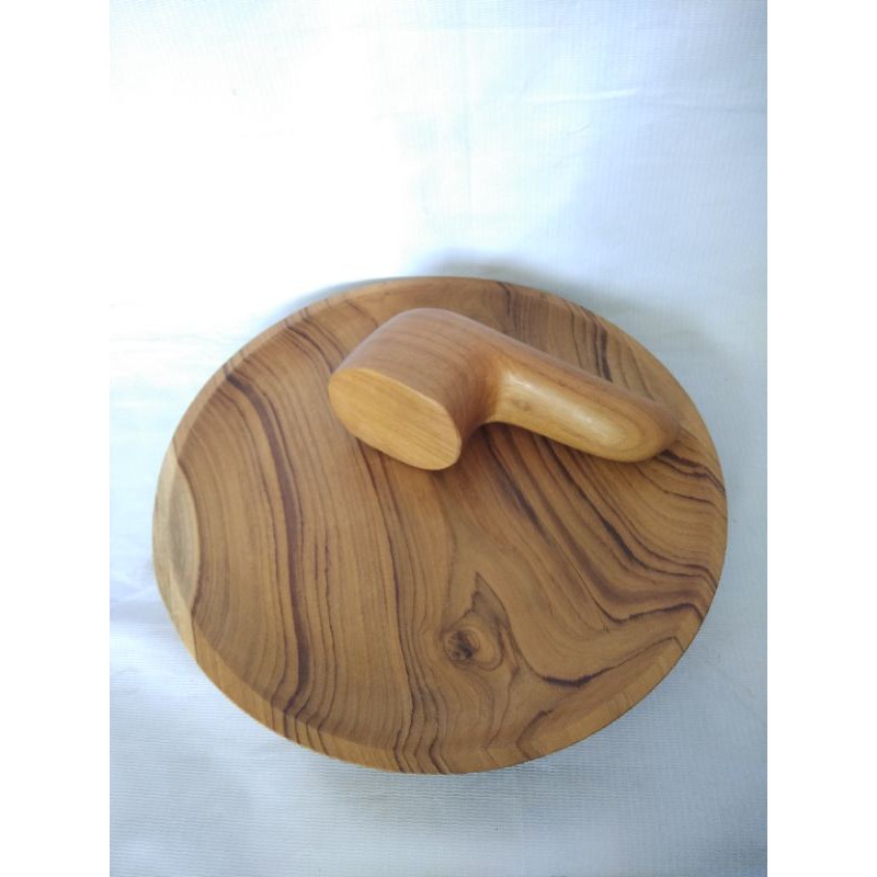 cobek + ulekan D`30CM | ULEKAN KAYU JATI | ULEKAN JATI SOLID | WOODEN MORTAR