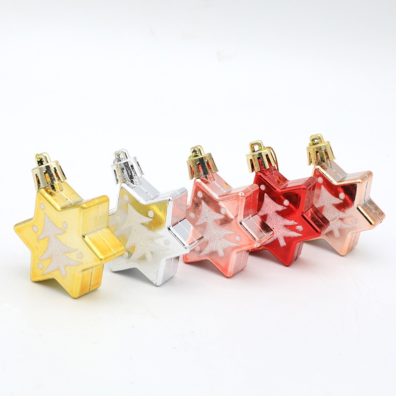 5 Pcs Liontin Bentuk Bintang Warna Champagne Gold Untuk Dekorasi Pohon Natal