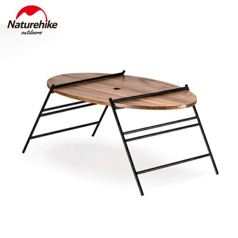 MEJA LIPAT CAMPING PIKNIK KAYU SOLID NATUREHIKE NH20JJ018 PORTABLE FOLDING ELLIPTIC TABLE OUTDOOR