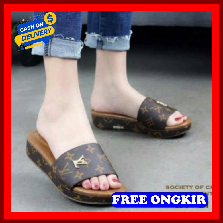 Wedges Wanita Pesta Terbaru Kondangan Casual Wejes Weges Wedjes E5C2 Sepatu Wedges Guci Tali Merah A