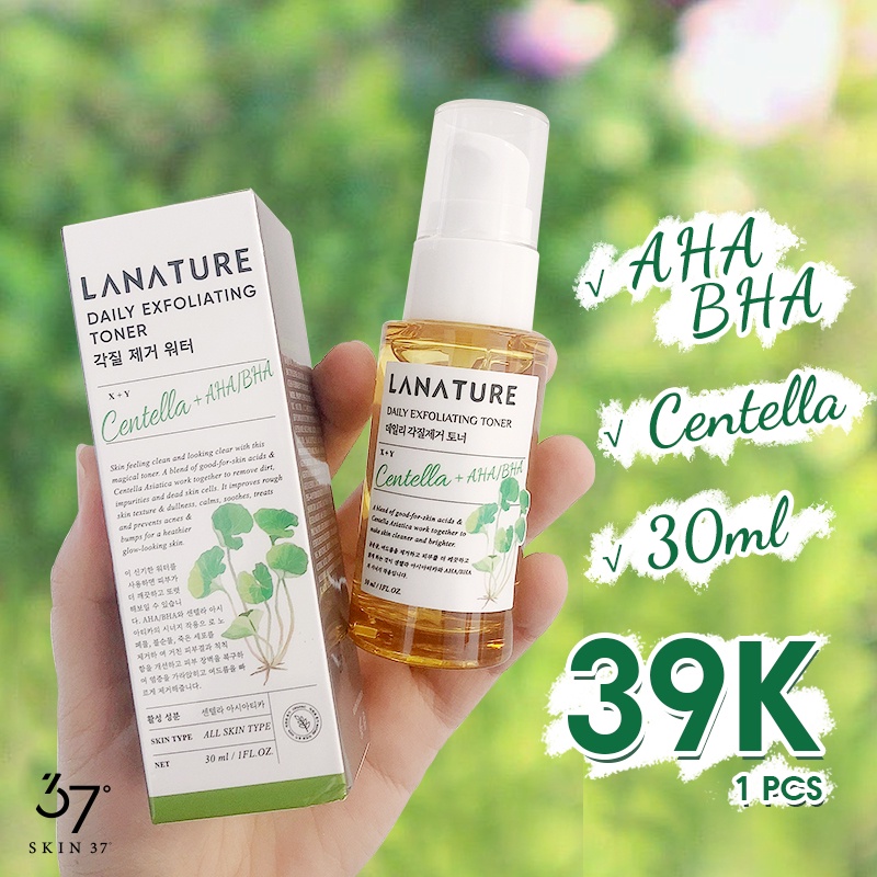 LANATURE AHA BHA centella daily exfoliating toner eeling Solution 30ml