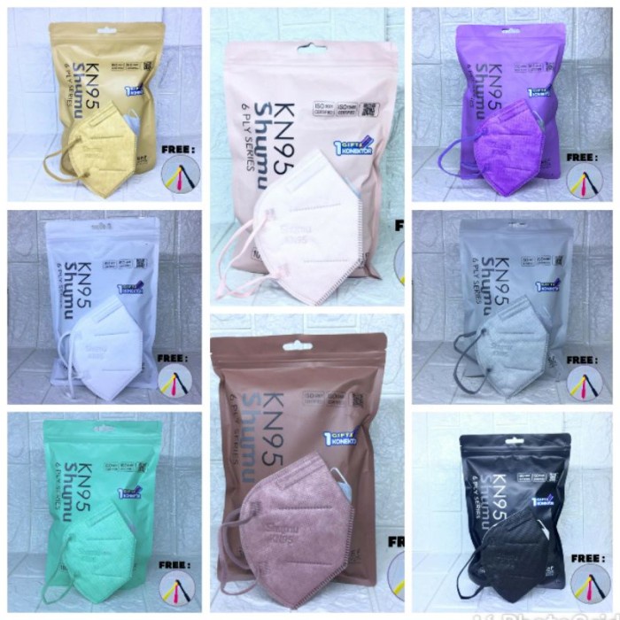 Masker KN95 6 Ply SHUMU Premium Face Mask Kemenkes RI Free Konektor