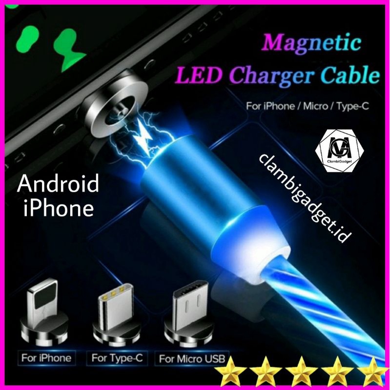Kabel Data Magnetic Charger 3in1 2.4 Fast Charger Magnet Magnetik Micro USB Type C Bisa Untuk HP iPh