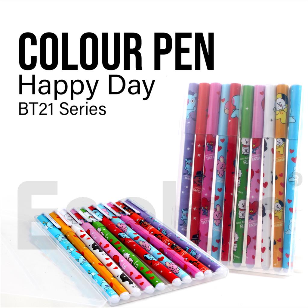 

10pcs Pulpen Gel WARNA WARNI BT21 1184 / 10warna pulpen gel