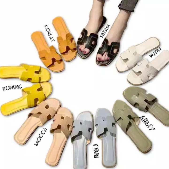 SANDAL TEPLEK  WANITA MODEL &quot;H&quot; SINTETIS ELEGAN