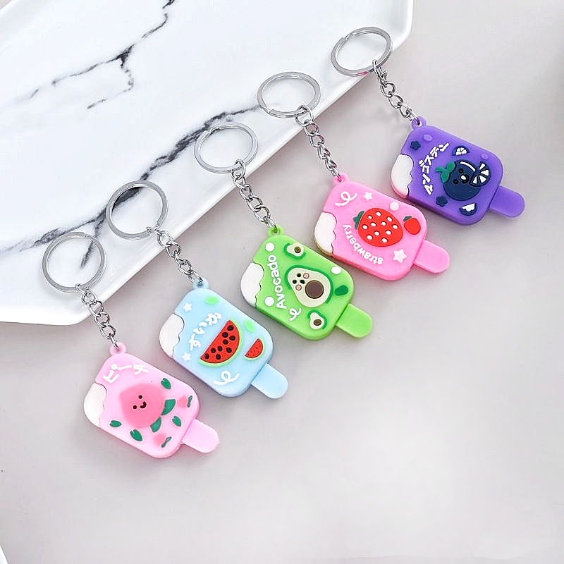 GANTUNGAN KUNCI ES KRIM / Ganci Karakter Ice Cream Buah Unik Lucu / Gantungan Tas / Bag Charm / Souvenir Murah / Keychain / COD