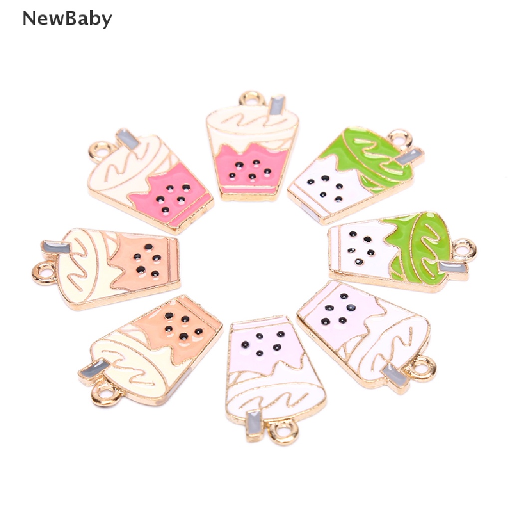 10pcs / lot Liontin Enamel Bentuk Milk Tea Untuk Membuat Perhiasan Anting