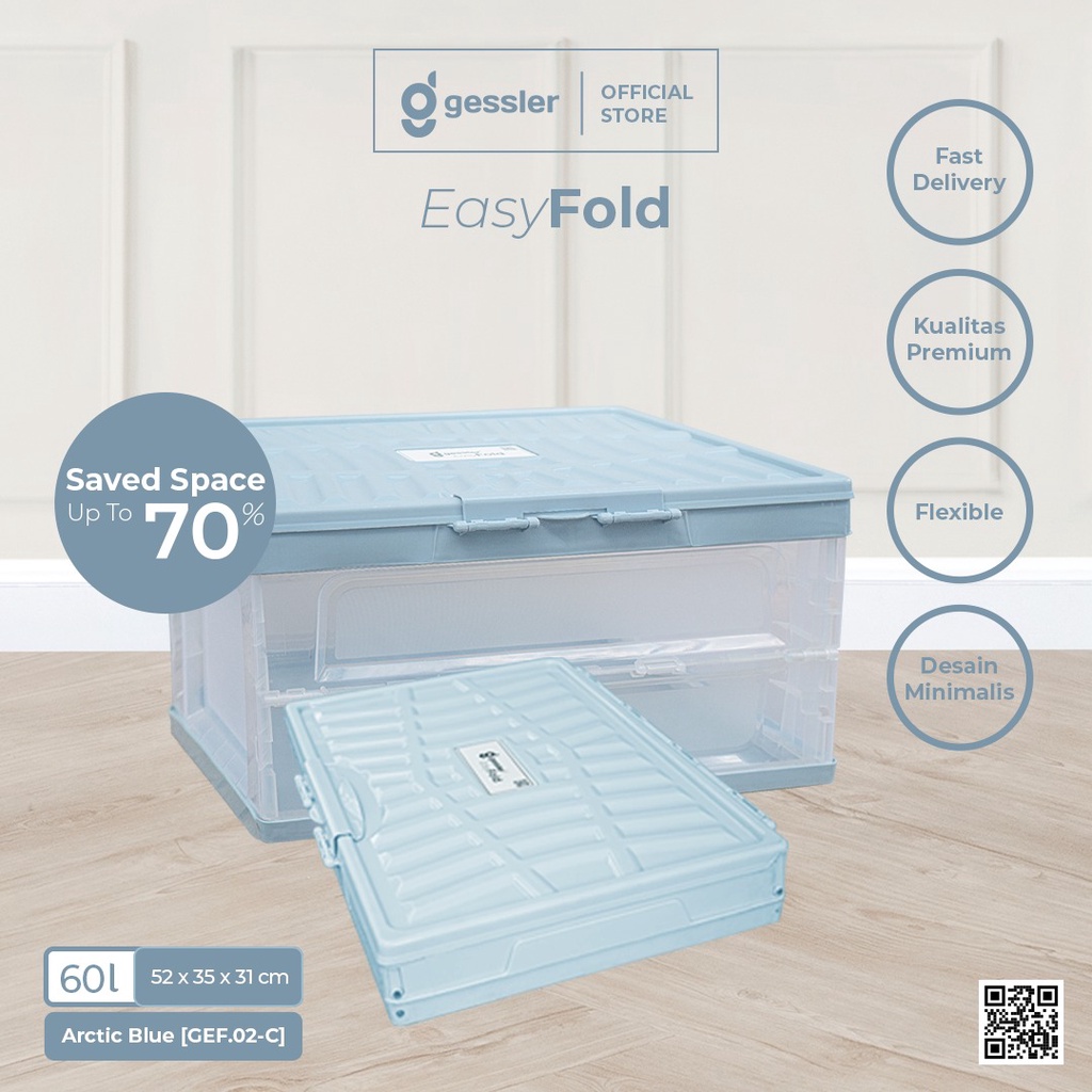 Gessler Container Box Lipat Plastik Easy Fold | Warna Sisi Transparan