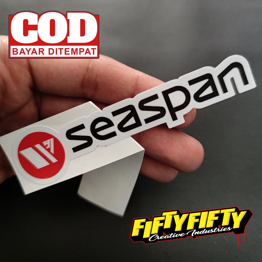 Stiker Print Cut SEASPAN Stiker Printing Laminasi Glossy Tahan Air Stiker Motor Mobil Helm Sudah Membentuk Pola Desain