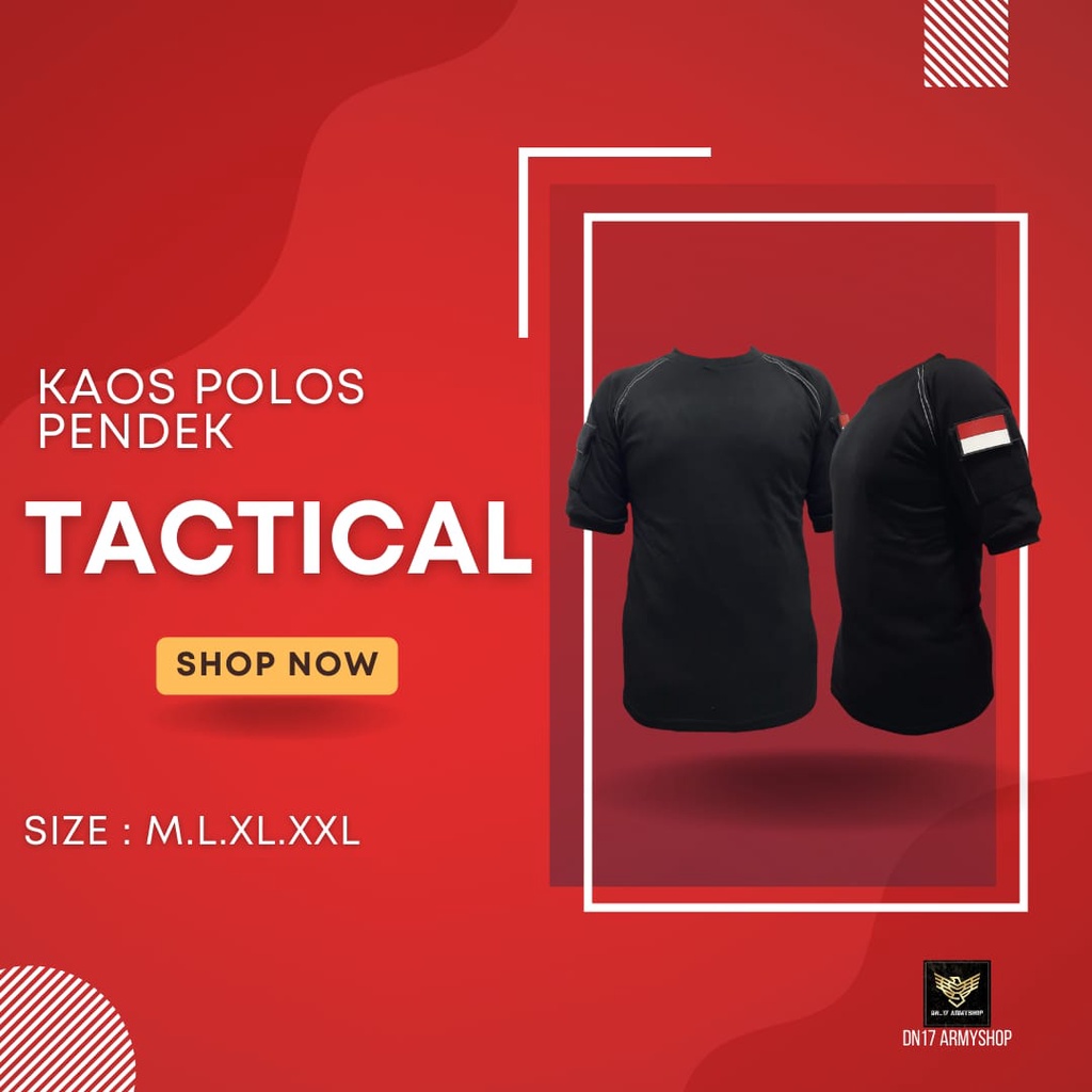 Kaos Tactical Hitam / Abu muda  Polos/Non Sablon Lengan Pendek Cotton Combed 20/24s