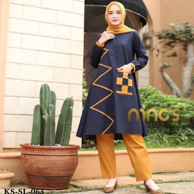 SETELAN TUNIC+CELANA ORIGINAL NINOS ST 063 LINNEN IMPORT NINOS ORIGINAL TERBARU